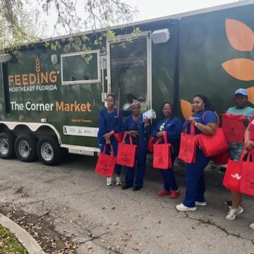 Attendants outside of the Feeding Northeast Mobile Pantry